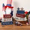 9 Pcs 4th of July Tabletop Decorations Memorial Day Decorations Patriotic Tiered Tray Decor Wooden Star Truck Block Sign for American Independence Day Tables Desk Mantle Shelf Decoration